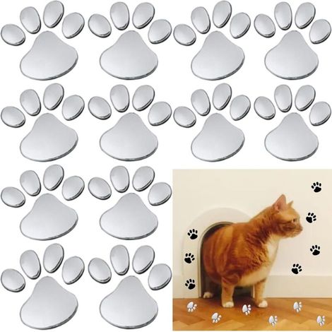 (Argent) 12 autocollants pour voiture avec motif d'empreintes de pattes d'ours et de chien, empreintes de pattes d'animaux en 3D
