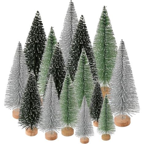 15 Pcs Mini Sapin de Noël Decoration 5 Tailles Sapin Miniature Noel (1/5)