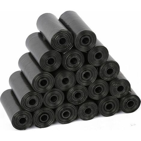 SR Sac a crottes Chien Sacs biodégradables pour excréments de Chien. 300sachets à déjections Canines, 20 Rouleaux, Couleur Noir. (1/5)