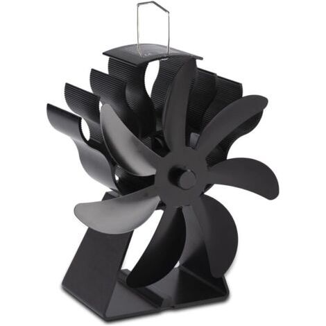 Ventilateur à bûches – Ventilateur de poêle à bois à 7 lames, alimenté par la chaleur pour poêle à bois/cheminée (noir) (1/4)