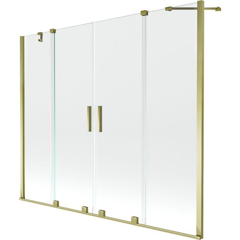 Mexen Velar Duo parete doccia vasca 2 ante scorrevoli 200 x 150 cm, trasparente, oro - 896-200-000-02-50 (1/5)