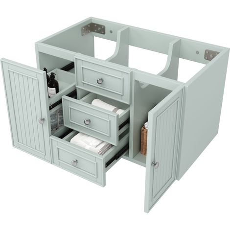 ELVMI Mueble Bajo Lavabo Suspendido con 3 Cajones y 1 Armario, de MDF, 78.5 x 46 x 46.8 cm, Verde (1/5)