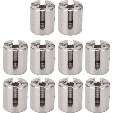 10 Pièces Pinces de Câble Croisées de 3mm Pinces Croisées de Câble Métallique en 316 Acier Inoxydable pour les Applications de Garde-corps en Extérieur ou en Intérieur (1/5)