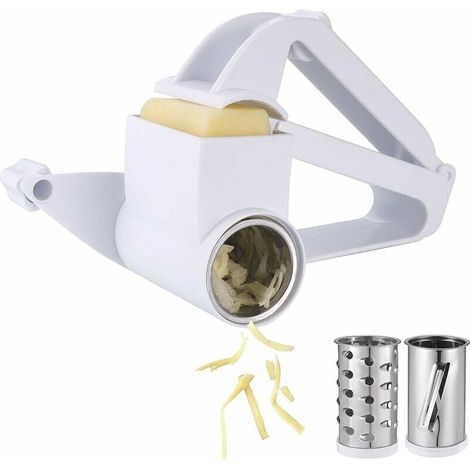 Rallador de queso giratorio manual, rallador de verduras con 3 tipos de cuchillas Rallador de verduras para frutas, rallador de verduras manual para cocina, rallador de verduras giratorio de acero ino (1/5)