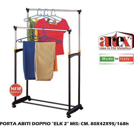 Stand Appendiabiti Salvaspazio Doppio Regolabile Elk Nero Artex