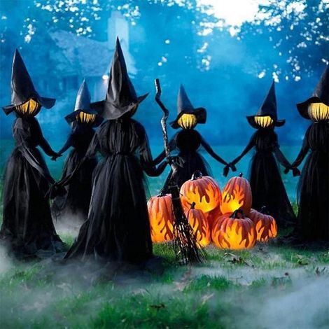 Décoration de sorcière d'Halloween - avec lumières LED 7 couleurs - pour l'horreur en extérieur, décorations d'Halloween, (1/4)