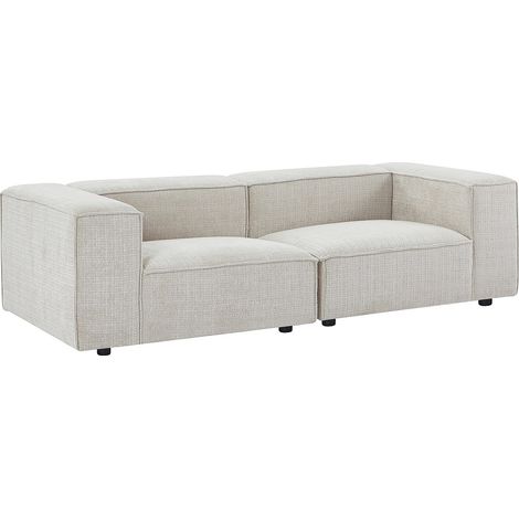 Divano 3 posti modulabile in tessuto ciniglia beige - RUZOLO