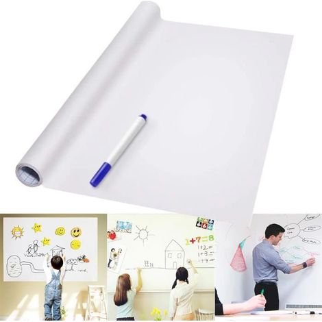 45 x 200 cm Whiteboard-Selbstklebepapier mit weißer Schreibfolie, geeignet für Schulen/Büros (1/4)