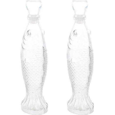 Vases en Verre Transparent Capacité 250ml Lot de 2 Forme Poisson Bouchon, Multifonctionnels pour Décoration Artistique DIY (1/5)