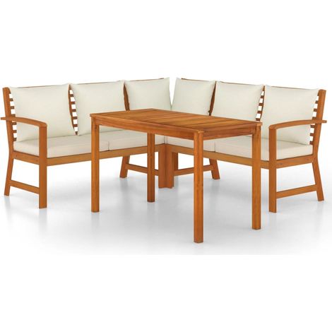 Maison Exclusive - 4-tlg. Garten-Essgruppe mit Kissen Massivholz (1/5)