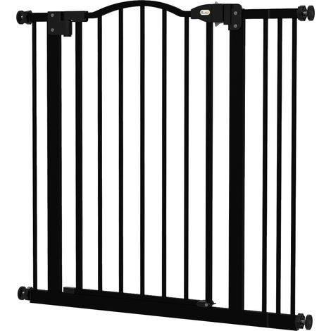 Barrière de sécurité pour chien ajustable 74-87 cm avec extension, Noir