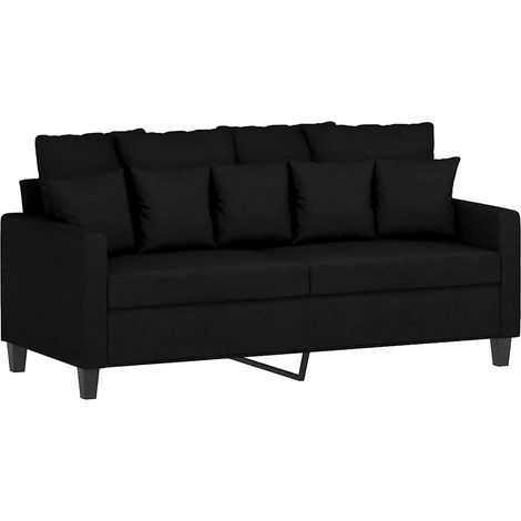 Canapé Sofa à 2 places Noir 140 cm Tissu (1/5)