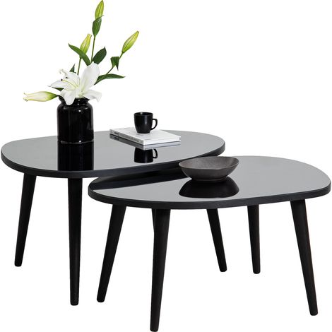 Mesa de Centro Cassiano, Cristal Templado, Forma Ovalada, Tono Fumé, 75x55x38h cm Negro