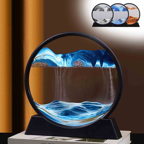 Sable Animé - Tableau Sable 3D En Verre Rond - Décor Mouvant Pour Bureau Et Intérieur - 28 Cm (1/3)
