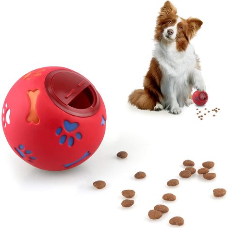 Balle pour croquettes, jouet pour chien, jouet d'intelligence, distributeur de croquettes, puzzle, jeu d'entraînement à l'alimentation lente (rouge) (1/5)