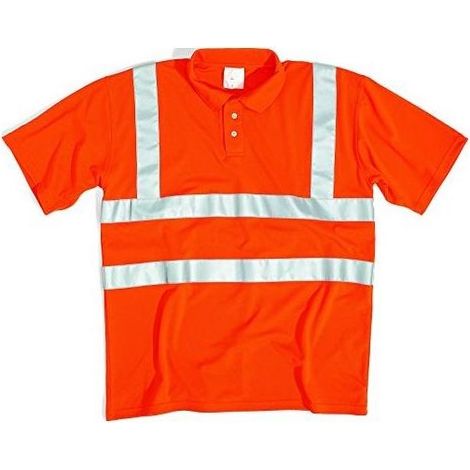 Delta Plus 5425605 Offshore Polo Alta Visibilita' Maniche Corte 100% Poliestere 160 g-m² Classe 2 Strisce Riflettenti colore Arancio Fluo