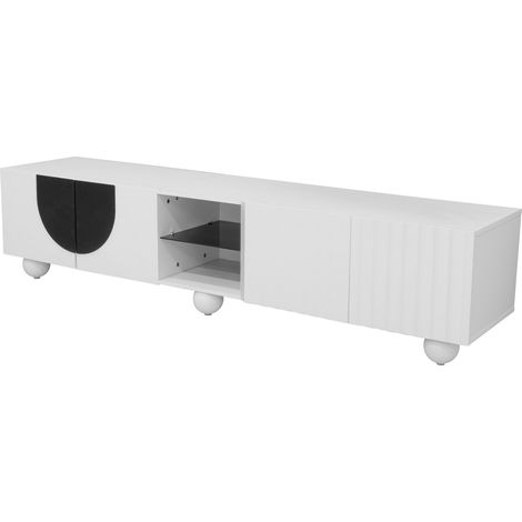 Mueble TV moderno blanco y negro 180 x 40 x 41,5 cm HOMVRA (1/5)