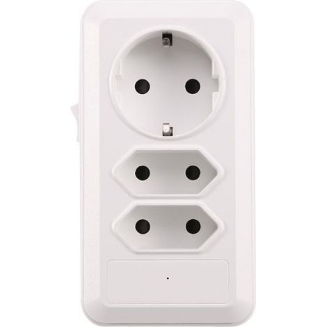 Adaptateur de Prise Multiple à 3Voies avec Protection Contre les Surtensions 2Euros + 1Prise Schuko SéCurité Enfant, Prise (1/4)