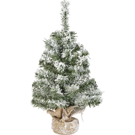 Everlands Mini Weihnachtsbaum im Jutesack 45 cm grün weiß Baum