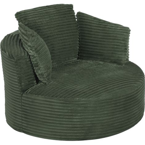 Sillón lounge redondo grande de pana verde HOMVRA (1/5)