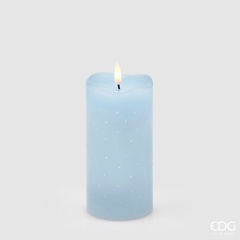 EDG Enzo De Gasperi Candela Led Starry con Moccolo H 15 Cm D 7,5 Cm IP20 Celeste