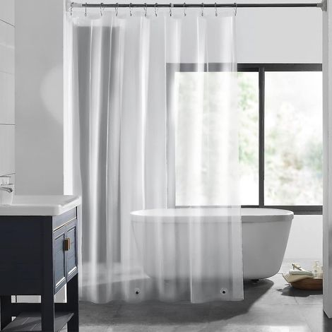 Doublure de rideau de douche transparente - 183 cm x 183 cm, doublure de douche légère pour salle de bain (4 g transparent, 1 pièce) (1/4)