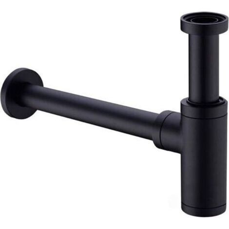 Laiton Siphon de Lavabo, Universel Syphon avec 200mm Tube d'extension, 1 1/4 x 32mm Réglable Sifon Anti Odeur Anti-fuite, Noir Mat (1/3)