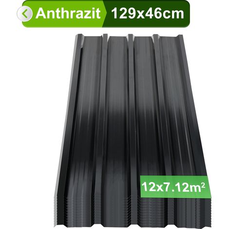 Randaco 12 Stück Profilblech Dachblech 129 x 46 cm, 0,25 mm, Anthrazit, für Gartenhaus und Carport (1/5)