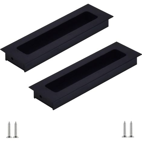 Lntyq 2-teiliger unsichtbarer Türgriff, versenkte Schiebetürgriffe, versenkter Zuggriff aus schwarzer Aluminiumlegierung, für Balkontüren, Schiebetüren, Schubladen (1/5)