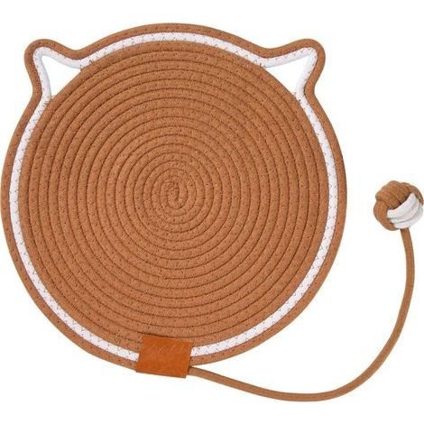 Khaki,Grattoir pour Chat Mural Tapis à Gratter Ronde Grattoir à Chat avec Jouet Balle Protection Meubles & Jeux Actifs (1/5)