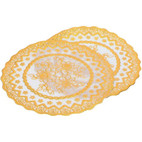 Set aus 2 goldenen Platzsets 20x20cm, die auch als Untersetzer verwendet werden können, für Hochzeiten oder Empfänge (Typ 02).