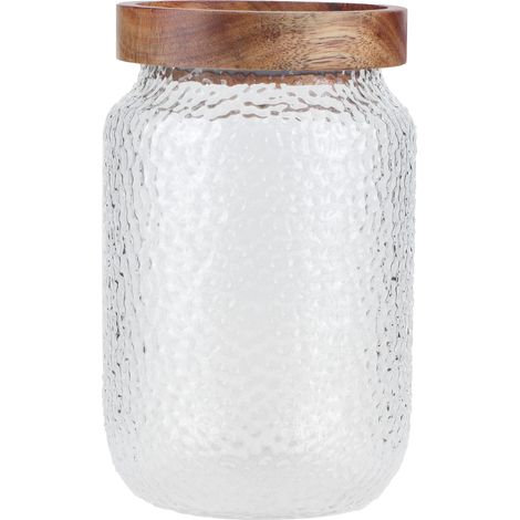 Lot de bocaux en verre 700ml avec couvercle en bois hermétique pour café, noix et snacks (1/5)