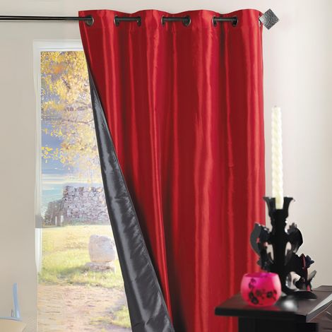 Rideau réversible en taffetas Rouge Orangé 140x260 cm