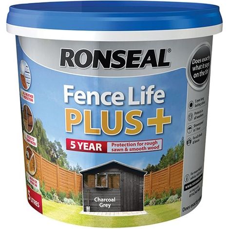 Ronseal 38394 Fence Life Plus+ Charcoal Grey 5 litre RSLFLPPCG5L
