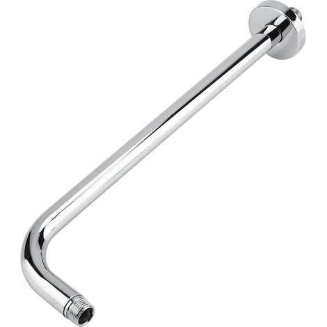 Pommeau de douche pluie extra long en acier inoxydable, bras de remplacement avec bride murale, finition chromée, kit de fixation (1/5)