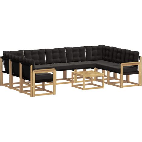 Outdoor Sofa Set with Cushion 10 pcs White and Black vidaXL (1/5)