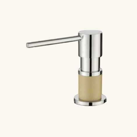 Distributeur savon cuisine encastrable Helika chromé et beige (1/3)