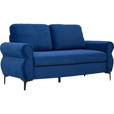 Sofá de 2 plazas azul de tejido de 173,5 cm con estructura de metal y madera (1/5)