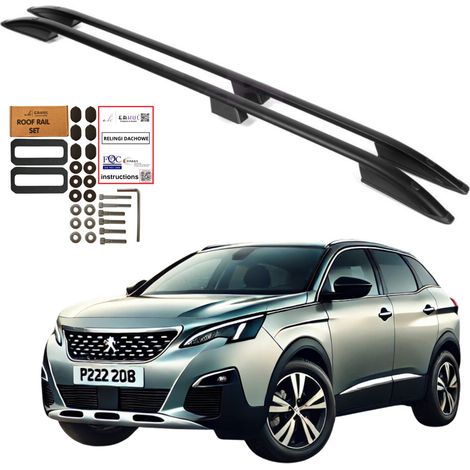Barras de techo PEUGEOT 3008 SUV 2009-2016 Aluminio Negro Resistente Sólido (1/5)
