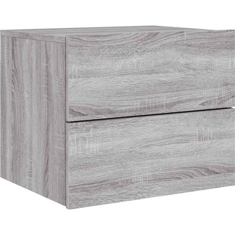 Mesita de noche de pared con luces LED gris Sonoma vidaXL