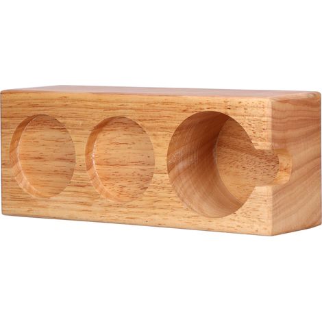 Support de tamper café 3 trous, station de tassage avec rack pour porte-filtre, bois naturel, organiseur d'accessoires espresso, support à filtre et pilon, établi de barista (1/5)