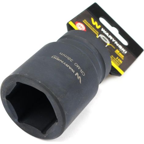 Sechskant-Kraft-Stecknuss 1" lang. 38 mm. CrMo. DIN 3129 Waryński