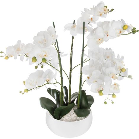 Atmosphera Orchidée artificielle blanche 65 cm élégante