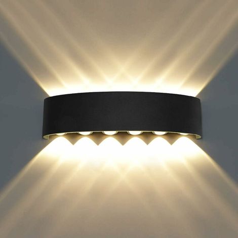 Moderne wasserdichte Wandleuchte LED Wandleuchte Up Down Aluminium Wandfluter LED Indoor Outdoor für Badezimmer Schlafzimmer Flur Wohnzimmer Veranda Treppe, 12W Warmweiß - RWApplique murale chambre (1/5)