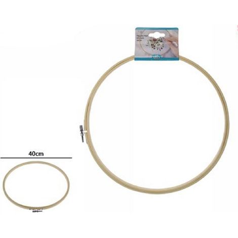 TrAdE Shop Traesio - Telaio Per Ricamo In Legno Tondo Con Fibbia Metallo Accessori Cucito 40cm 53553a -
