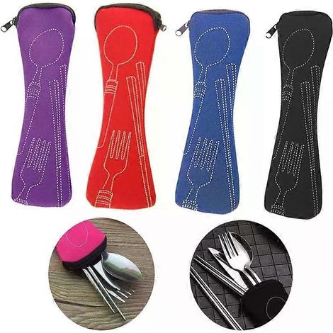 Tragbare Bestecktasche, Aufbewahrungstasche für Geschirr, Reiseverpackung, Aufbewahrungsbox, Picknicktasche für Löffel und Messer (ohne Besteck) (1/4)