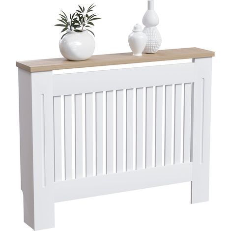 Arlington Radiator Cover MDF Modern Cabinet Slatted Grill, White, Medium