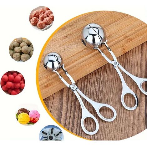 Ensemble de 2 pièces en acier inoxydable pour la confection de boulettes de viande : ciseaux à boulettes, outil de préparation des boulettes de bœuf, ustensiles de cuisine, accessoires de cuisine (1/5)