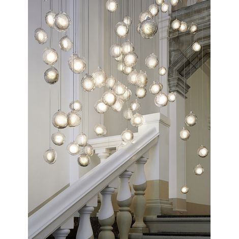 suspension scandinave luxueuse pour salle a manger design meduse en verre cinq tetes pour escalier et chambre hauteur 150 cm diametre 16 cm branchement electrique (1/5)