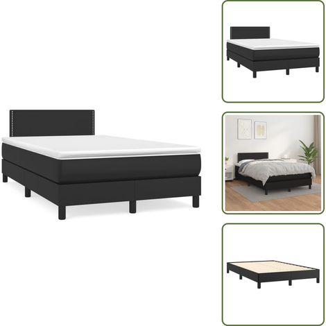 Letto con molle insacchettate - vidaXL Giroletto a Molle con Materasso Nero 120x190 cm in Similpelle - Letto in similpelle